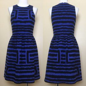 Anthropologie Blue and Black Geometric Dress